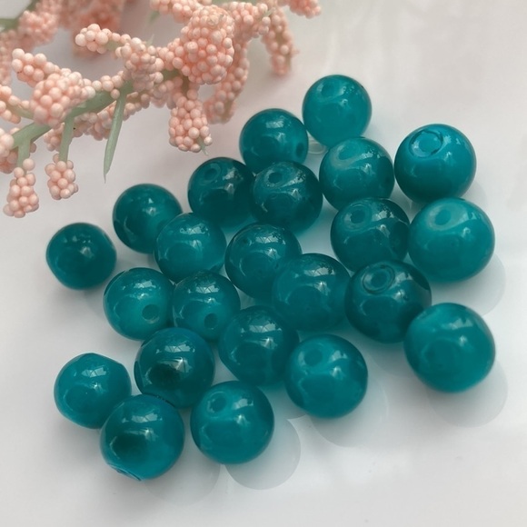 TEAL and Silver Wire Wrapped Minimalist Earrings - Picture 9 of 16